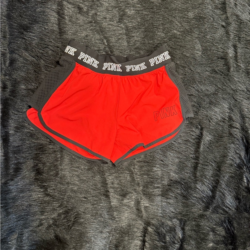 PINK Victoria's Secret Red and Black Athletic Shorts